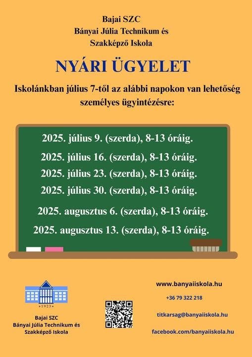 NYÁRI ÜGYELET
