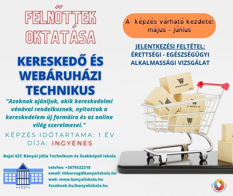 Kereskedő és webáruházi technikus felnőttoktatás