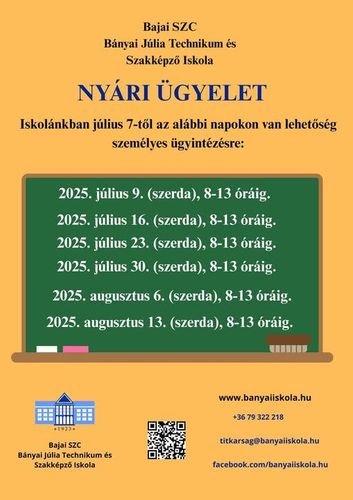 NYÁRI ÜGYELET