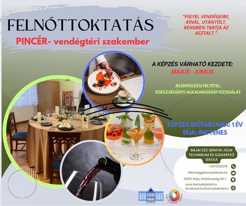 Pincér-vendégtéri szakember felnőttoktatás